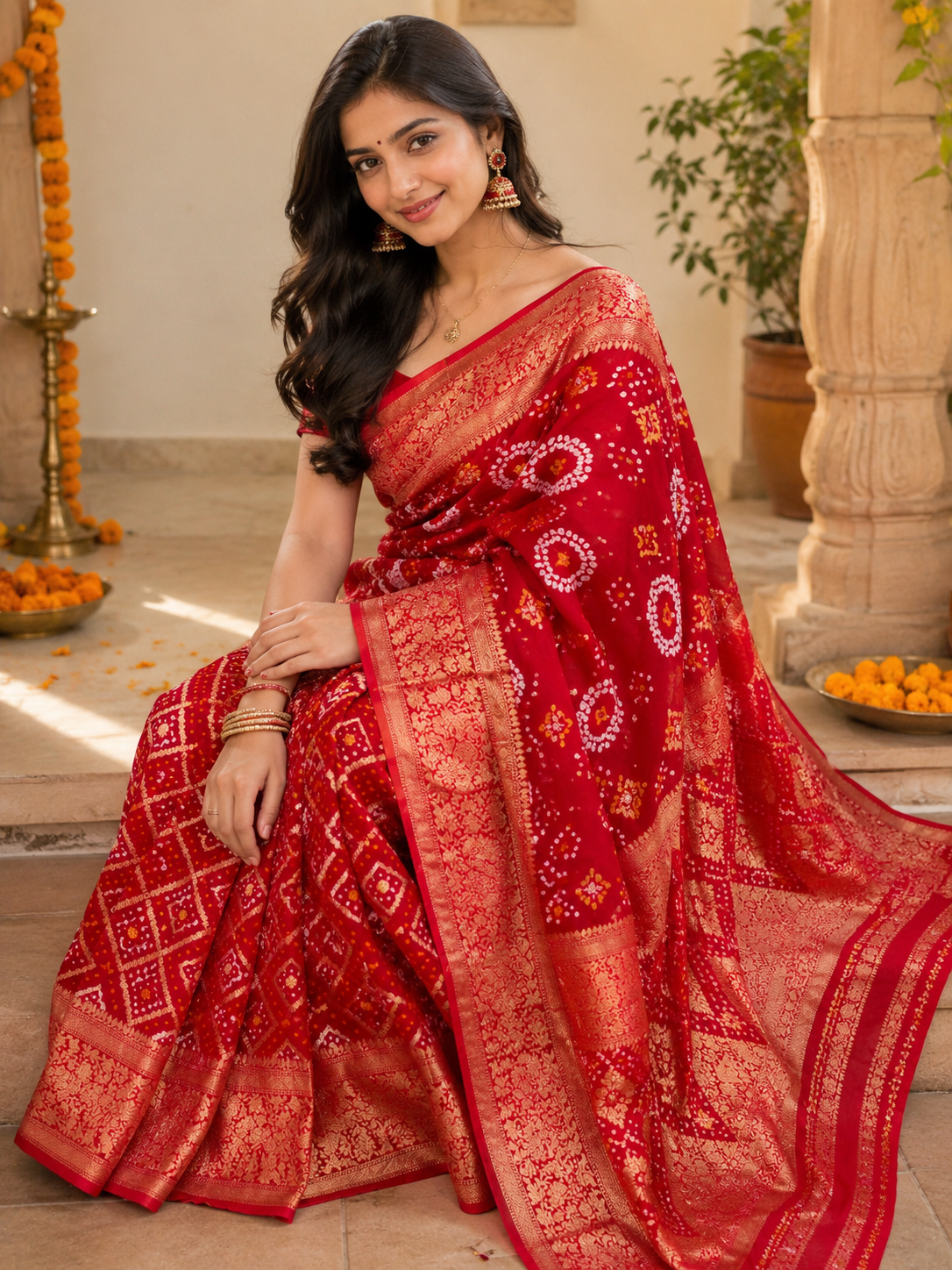 Modal Red Saree