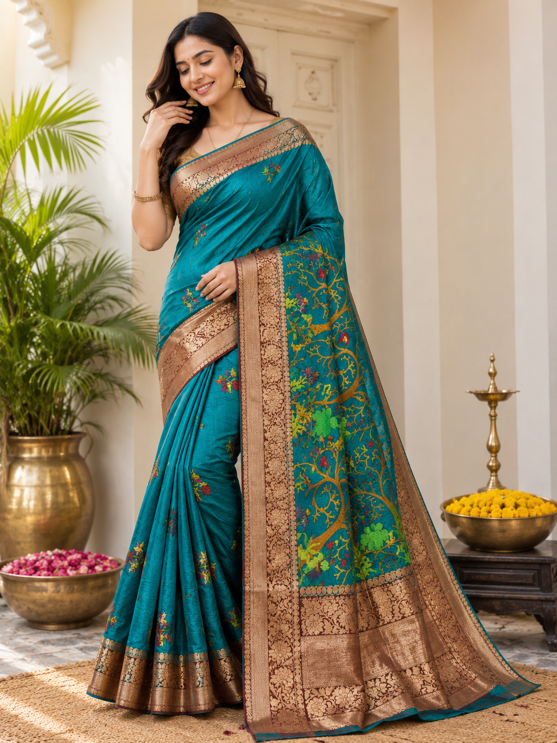 Silk Saree with Heavy weaving border